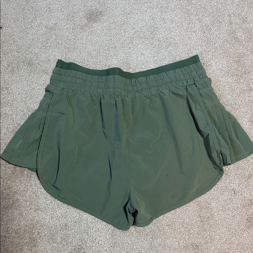 JoyLab Olive Green Athletic Shorts with Side Ruffle - Picture 2 of 4